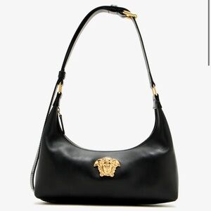 NWT Authentic Versace Medusa Hobo Bag – Black Leather Gold Hardware + Dust bag